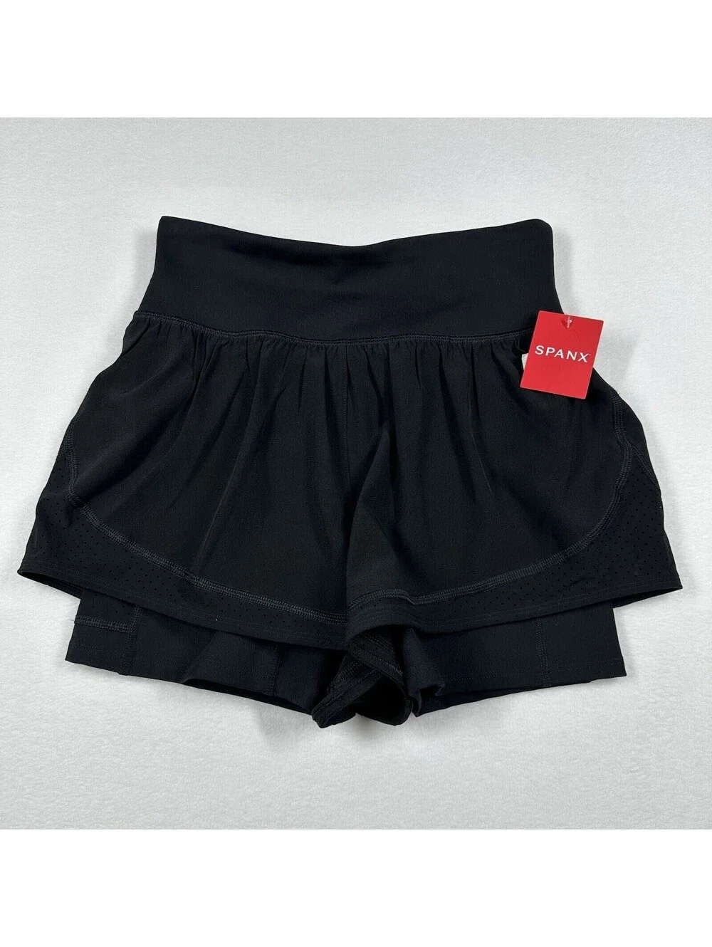 SPANX Get Moving Shorts Womens XS Black 2 in 1  Double Layer Athletic Running